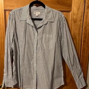 Gap long sleeve button down top blue and white stripe size xl